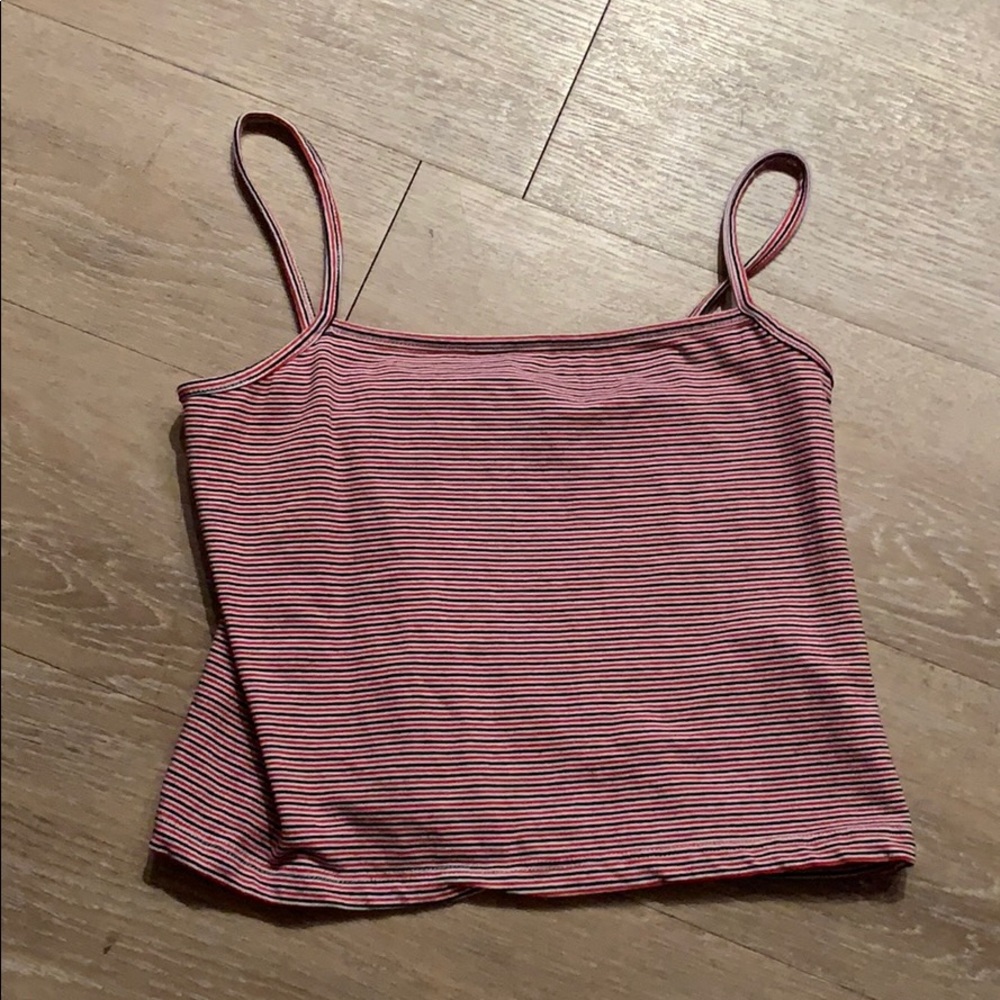 Red and Black Striped Brandy Melville Crop Top - Picture 2 of 4